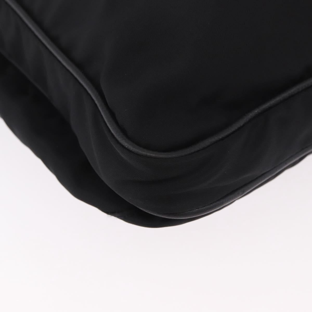 PRADA Shoulder Bag Nylon Black Silver Auth 186089A