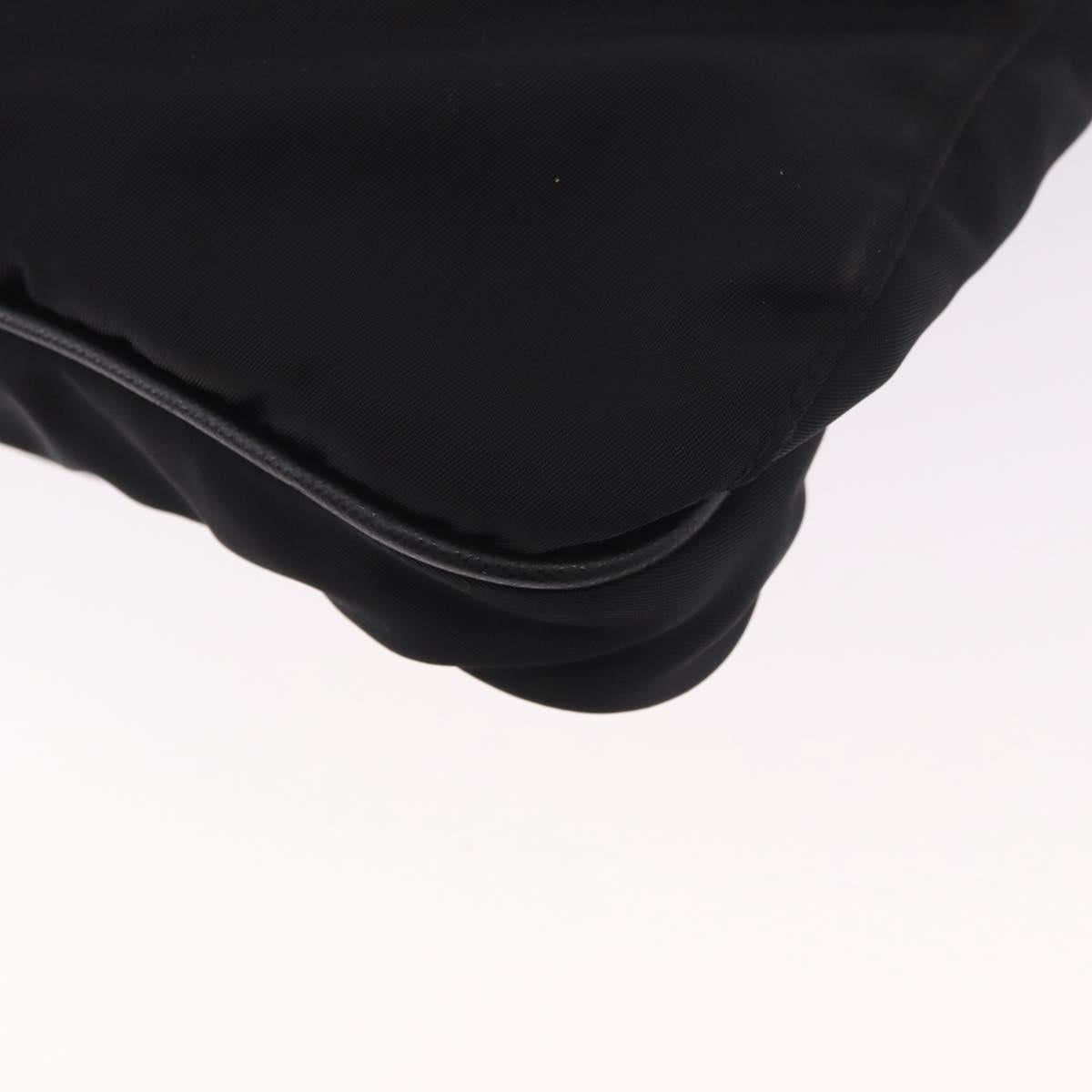 PRADA Shoulder Bag Nylon Black Silver Auth 186089A