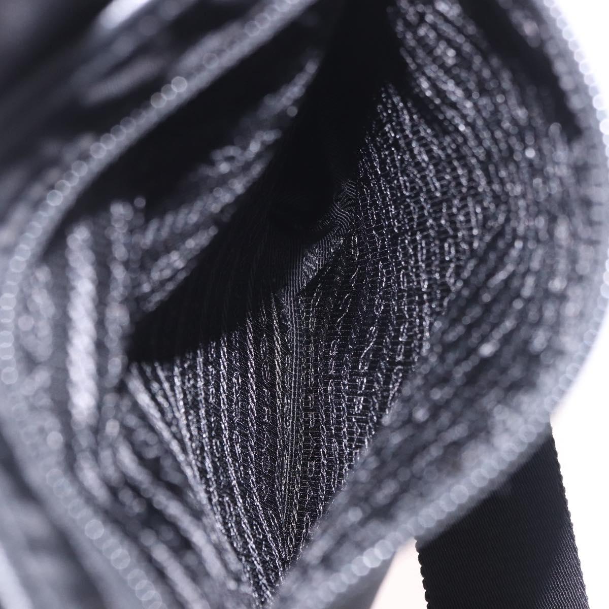 PRADA Shoulder Bag Nylon Black Silver Auth 186089A