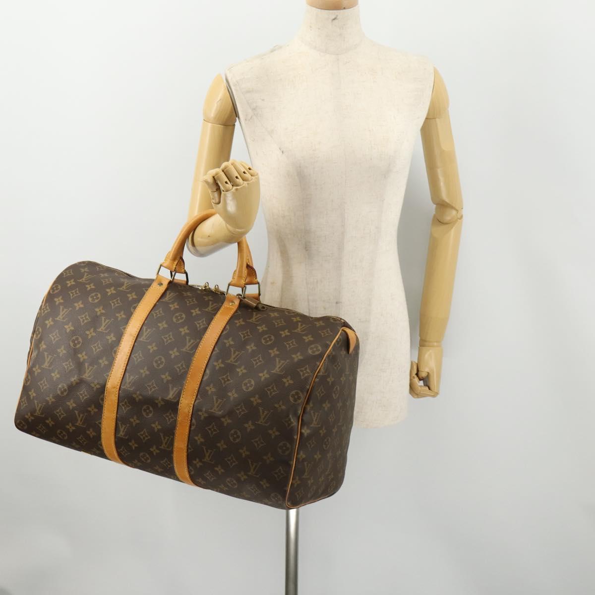 LOUIS VUITTON Monogram Keepall 50 Boston Bag M41426 LV Auth 186091A