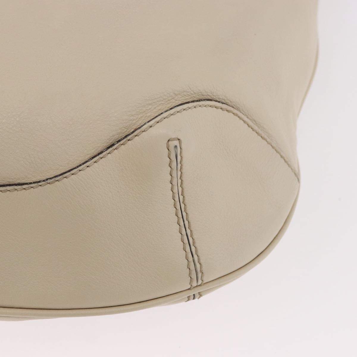 GUCCI Bamboo Hand Bag Leather 2way White Gold 169976 Auth 186098A