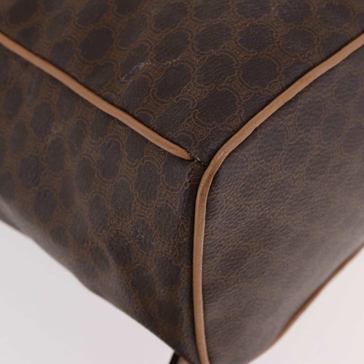 CELINE Macadam Canvas Backpack PVC Leather Brown Gold Auth 186101A