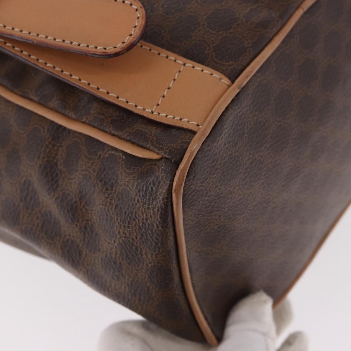 CELINE Macadam Canvas Backpack PVC Leather Brown Gold Auth 186101A