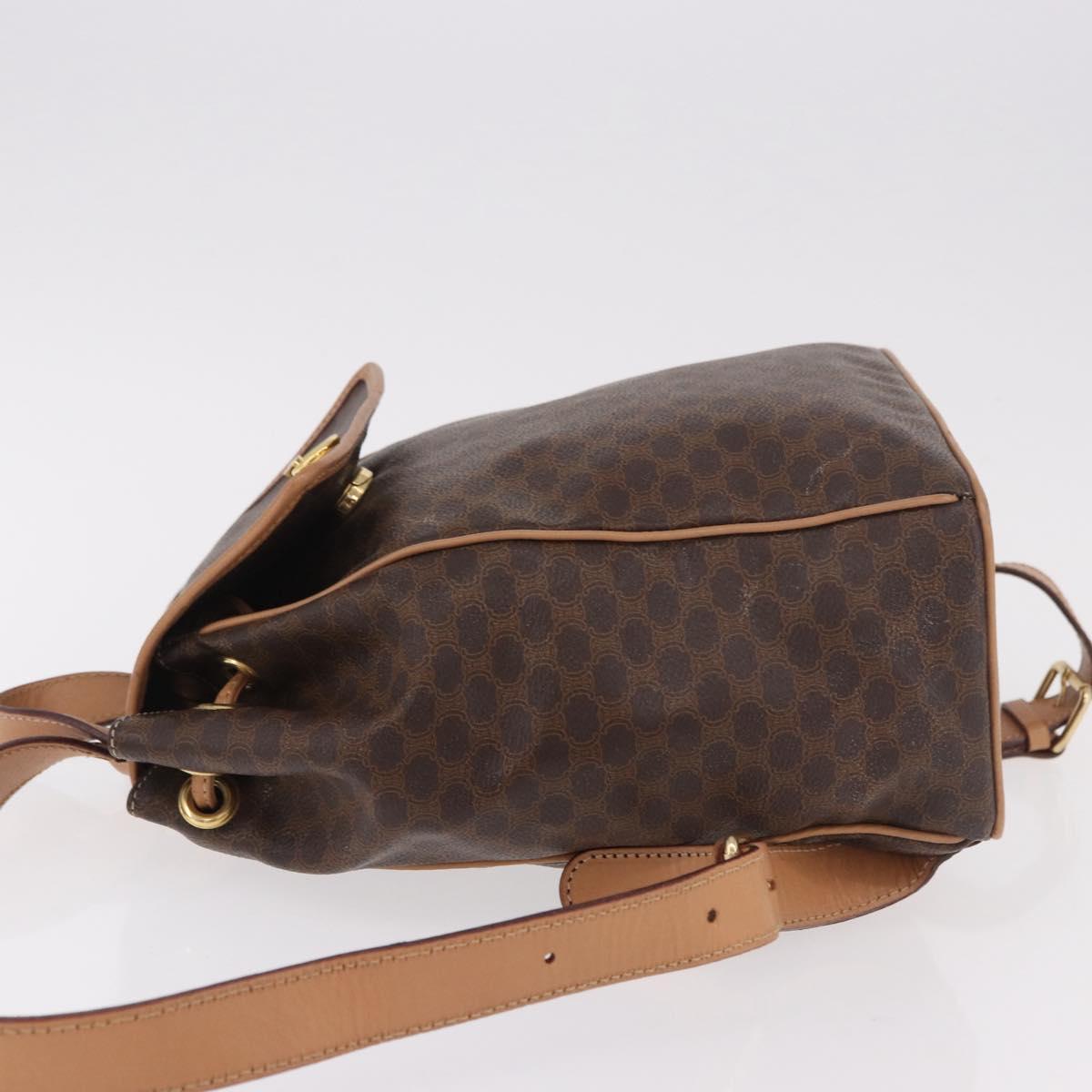 CELINE Macadam Canvas Backpack PVC Leather Brown Gold Auth 186101A