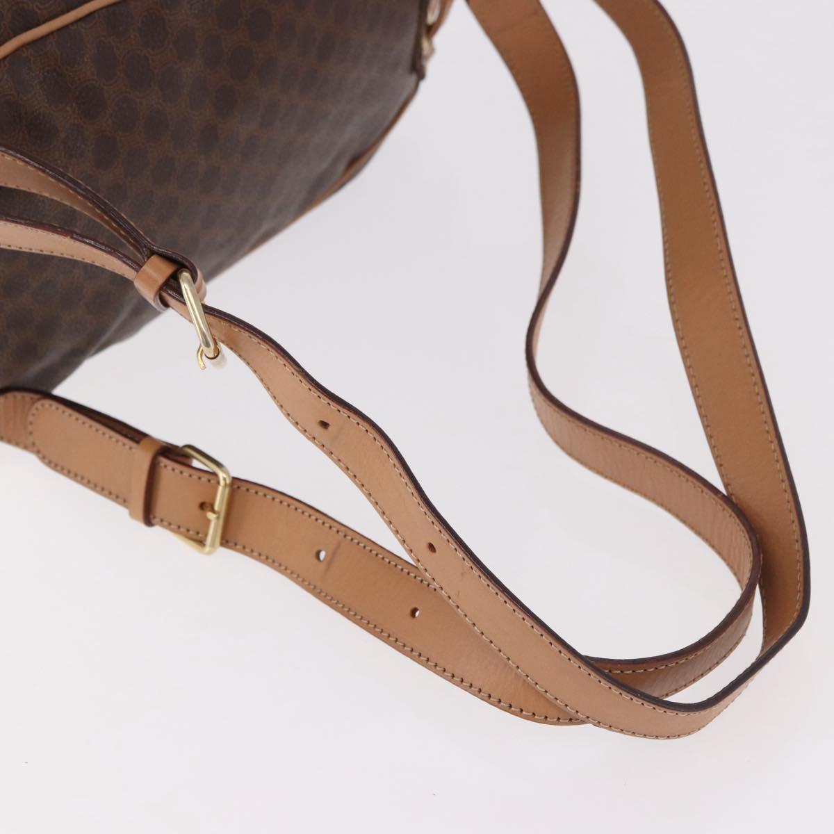 CELINE Macadam Canvas Backpack PVC Leather Brown Gold Auth 186101A