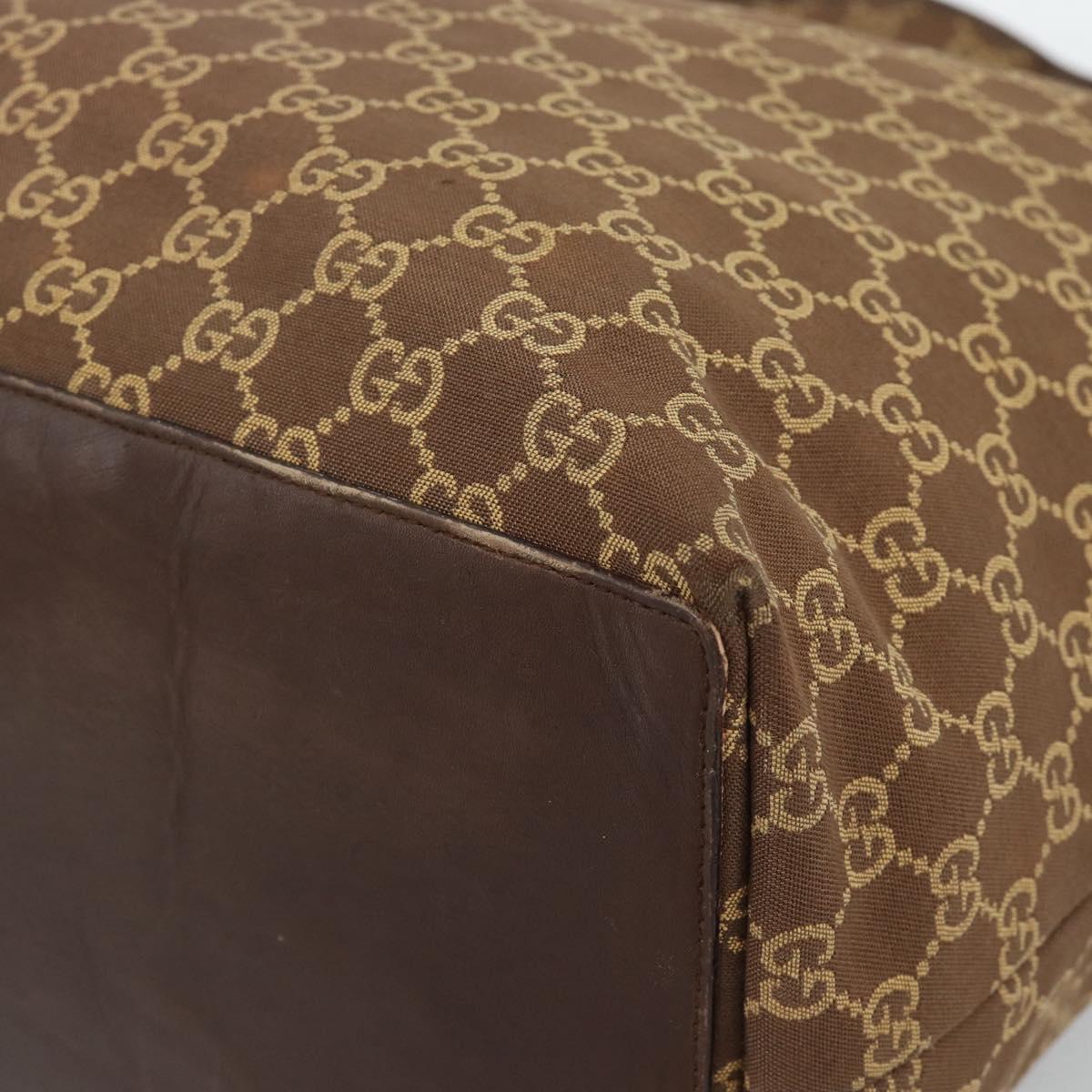 GUCCI GG Canvas Tote Bag Brown Gold 002 1097 Auth 186104