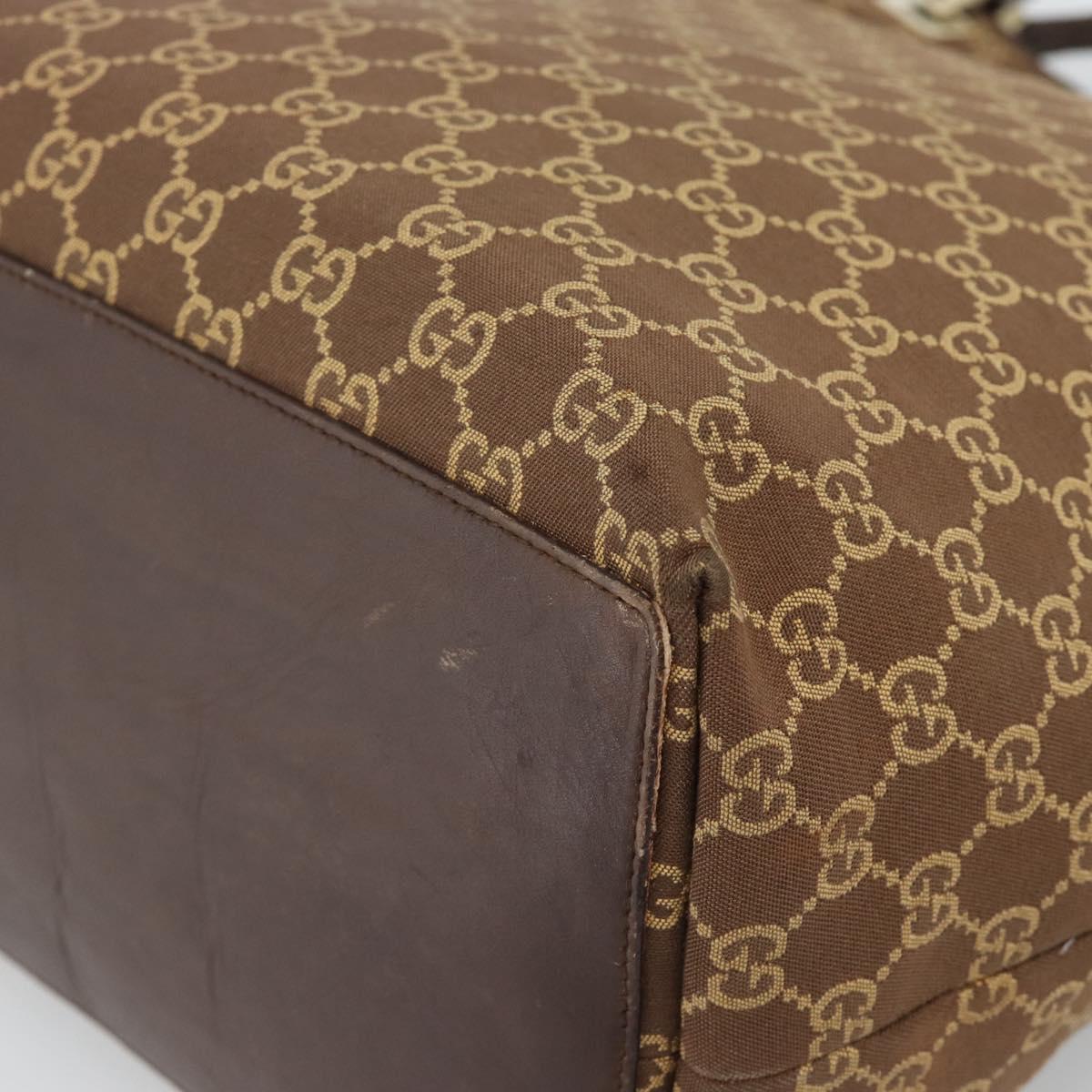 GUCCI GG Canvas Tote Bag Brown Gold 002 1097 Auth 186104