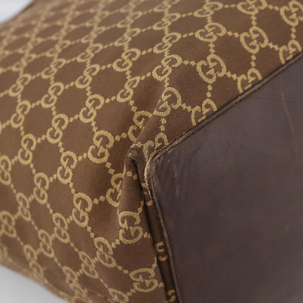 GUCCI GG Canvas Tote Bag Brown Gold 002 1097 Auth 186104