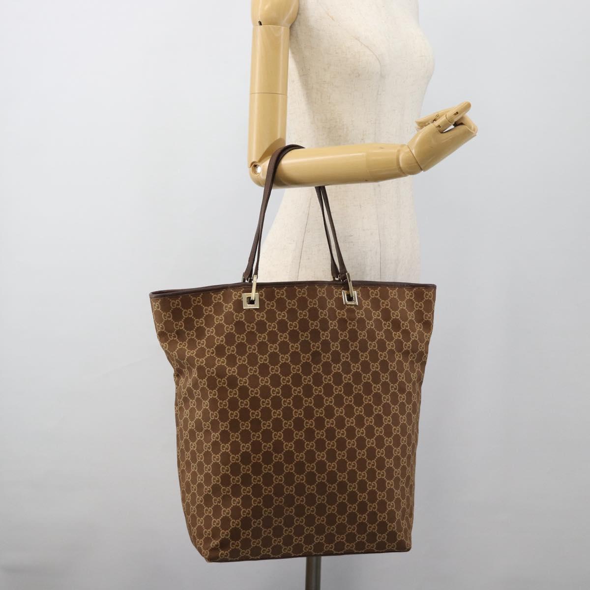 GUCCI GG Canvas Tote Bag Brown Gold 002 1097 Auth 186104