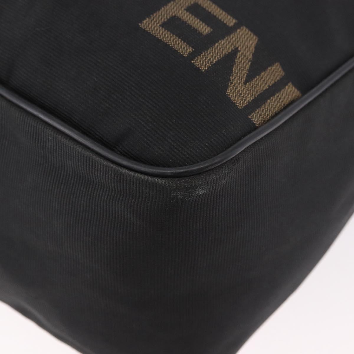 FENDI Shoulder Bag Canvas Black Gold Auth 186111