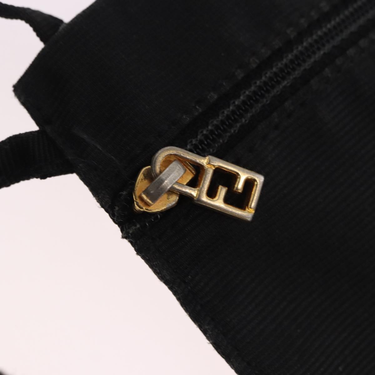 FENDI Shoulder Bag Canvas Black Gold Auth 186111