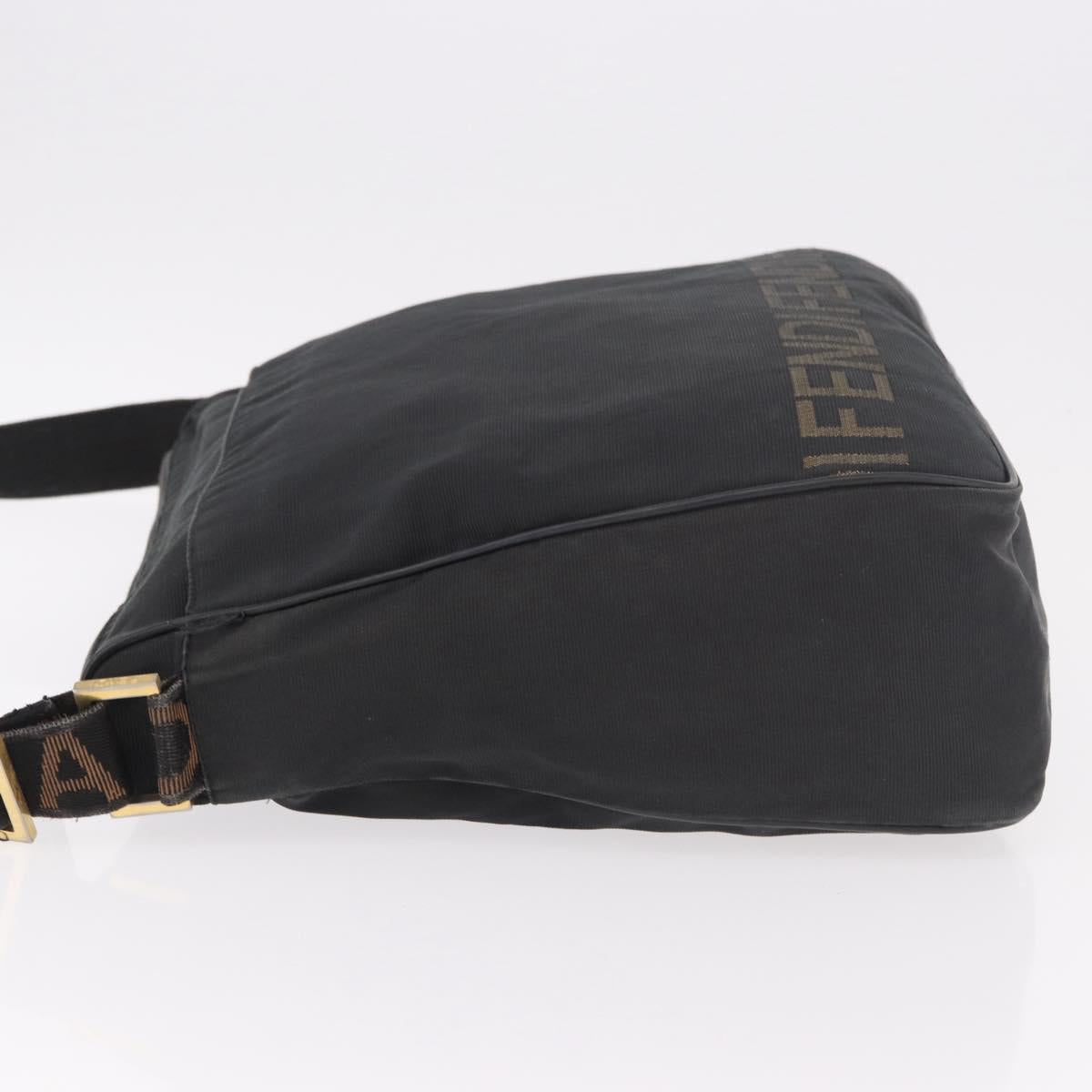 FENDI Shoulder Bag Canvas Black Gold Auth 186111