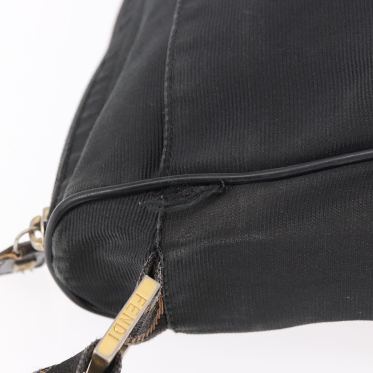 FENDI Shoulder Bag Canvas Black Gold Auth 186111