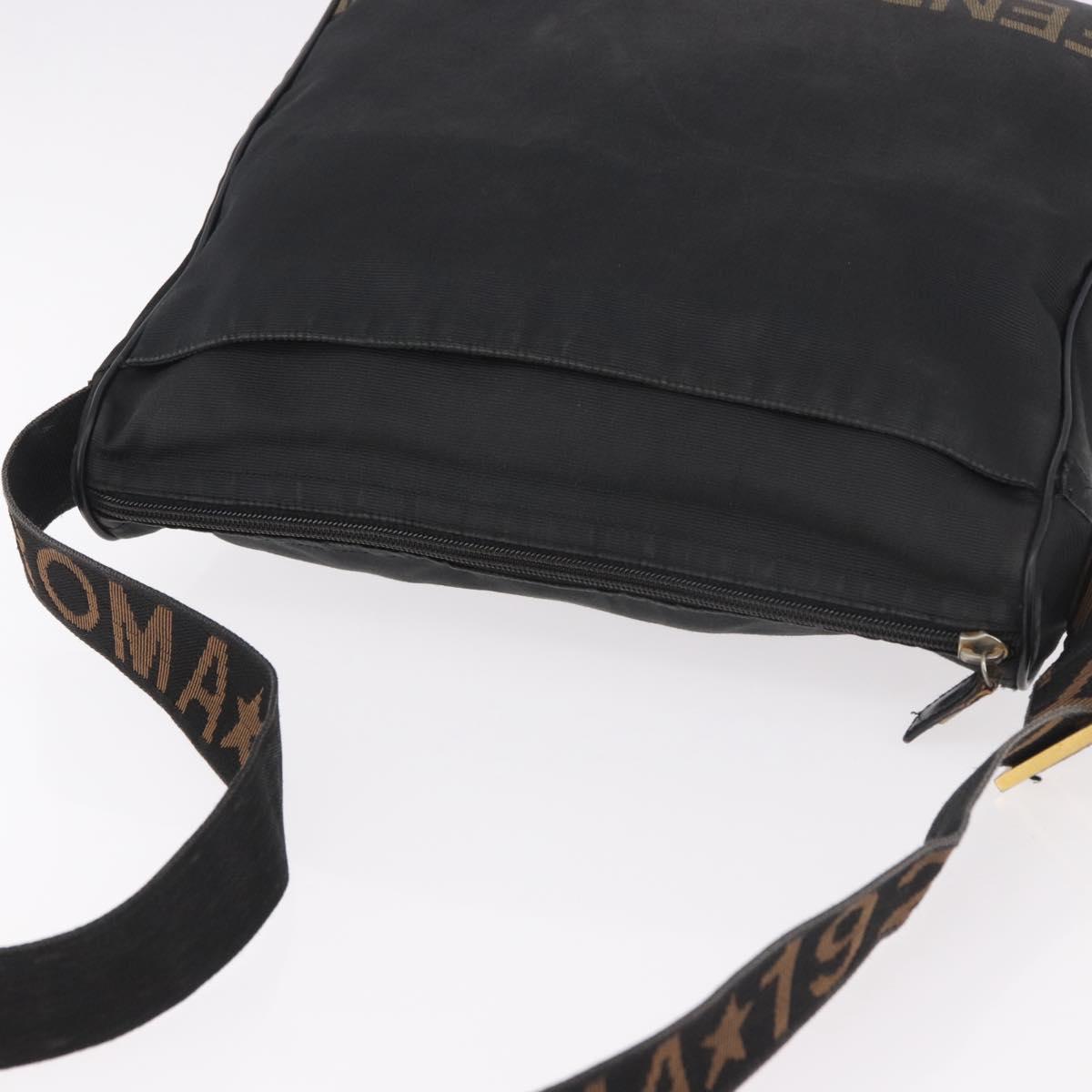 FENDI Shoulder Bag Canvas Black Gold Auth 186111