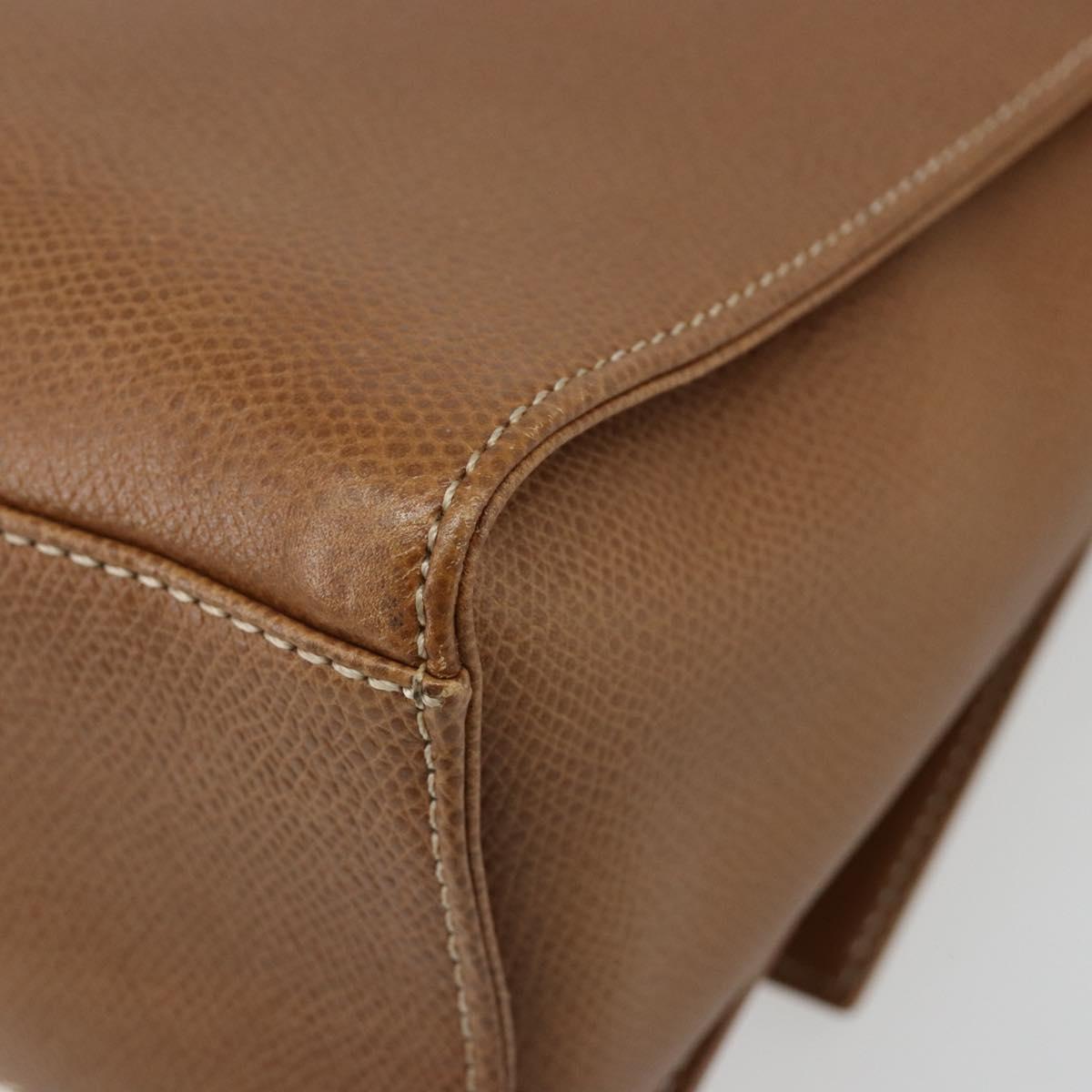 LOEWE Anagram Shoulder Bag Leather 2way Brown Gold Auth 186112