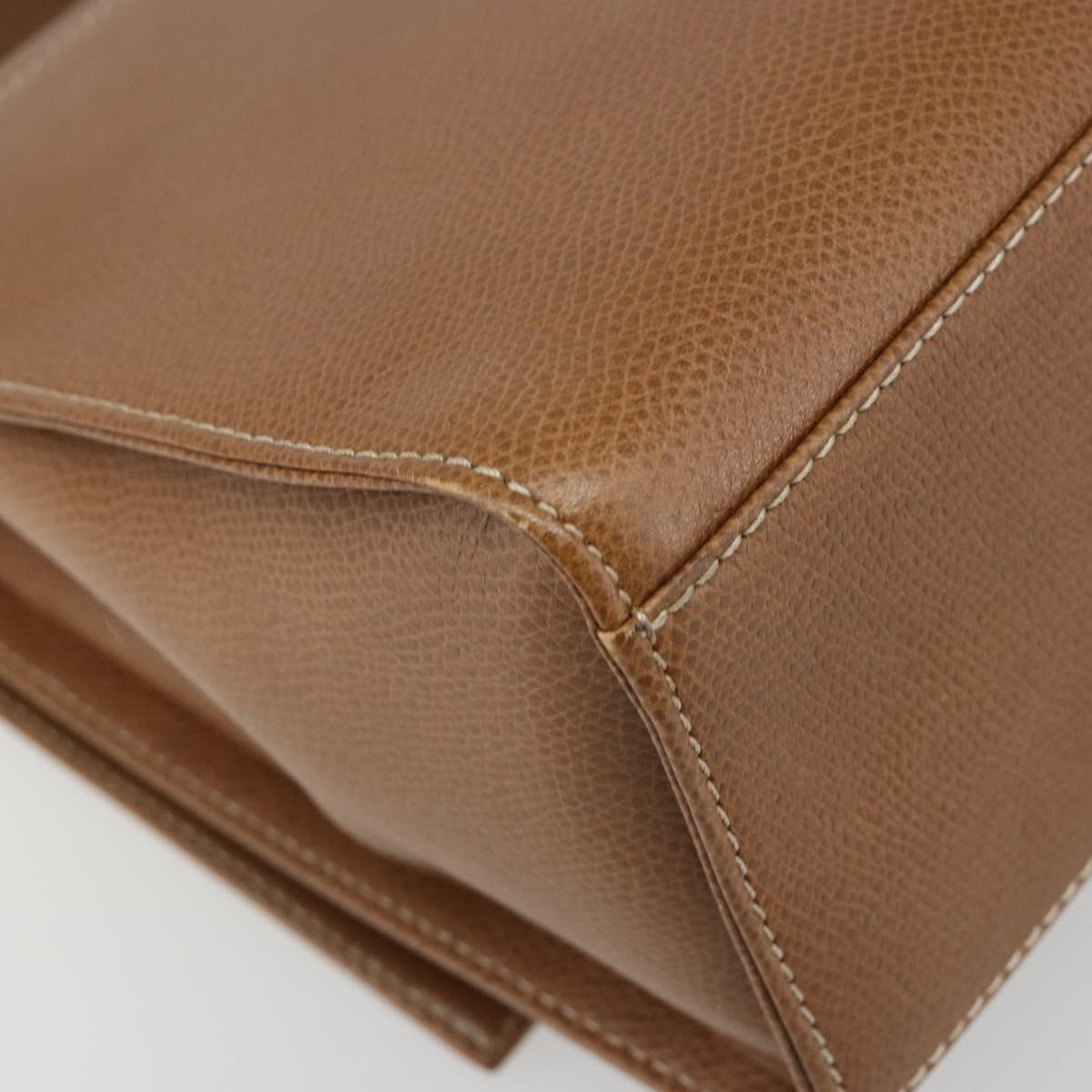 LOEWE Anagram Shoulder Bag Leather 2way Brown Gold Auth 186112