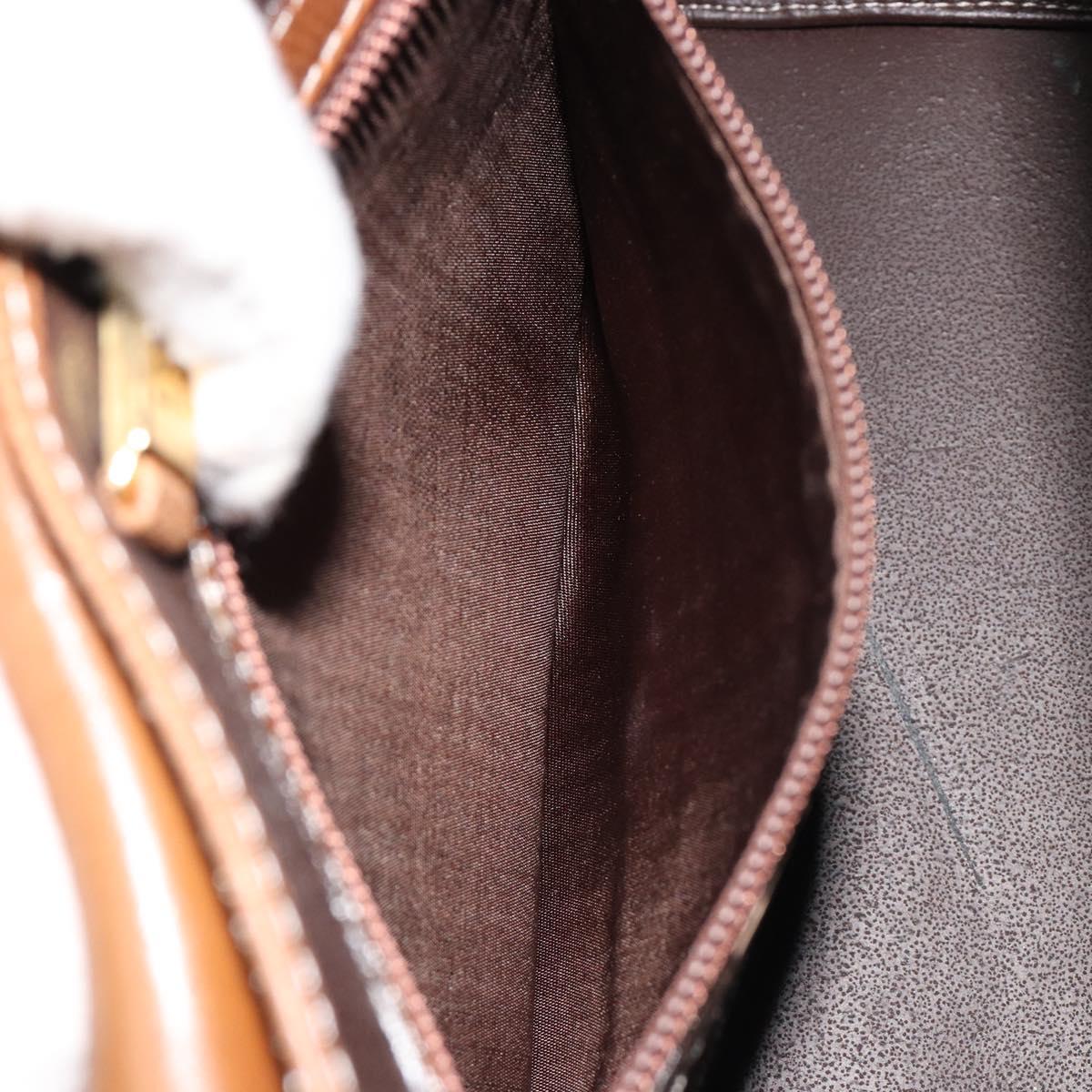 LOEWE Anagram Shoulder Bag Leather 2way Brown Gold Auth 186112