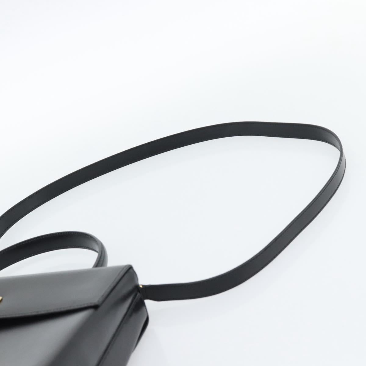 Salvatore Ferragamo Gancini Hand Bag Leather 2way Black Gold Auth 186113V