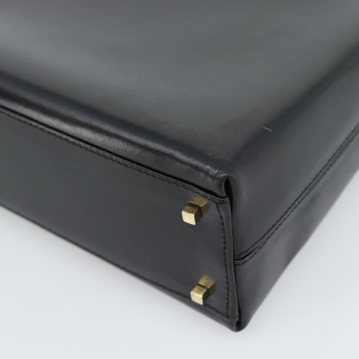 Salvatore Ferragamo Gancini Hand Bag Leather 2way Black Gold Auth 186113V