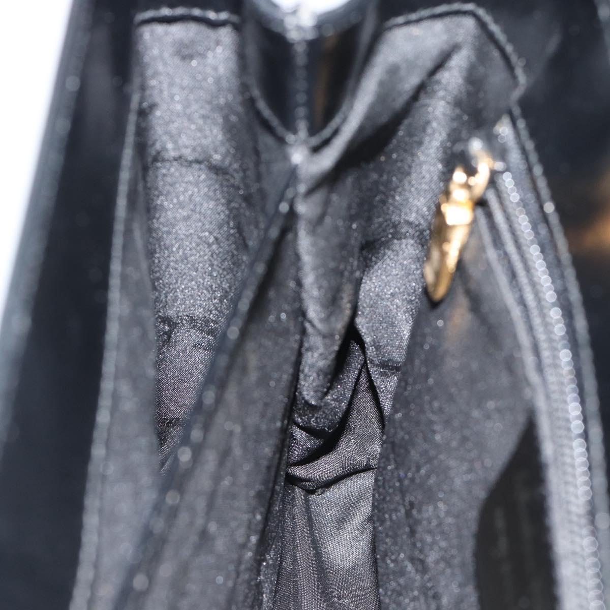 Salvatore Ferragamo Gancini Hand Bag Leather 2way Black Gold Auth 186113V