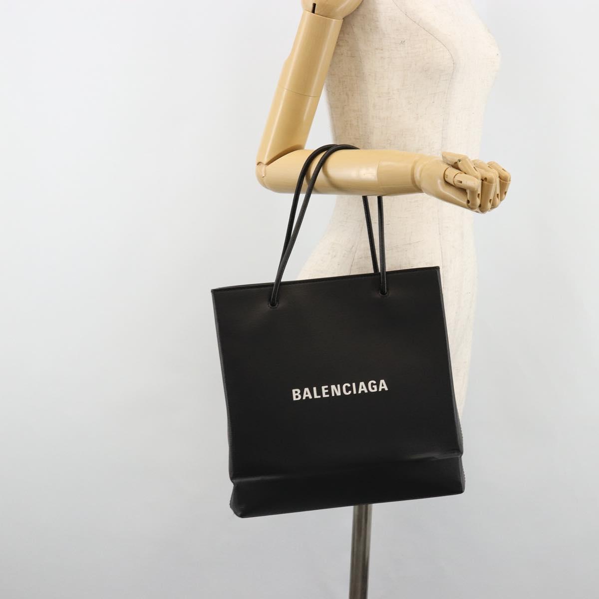 BALENCIAGA Hand Bag Leather 2way Black Silver 597860 Auth 186114A