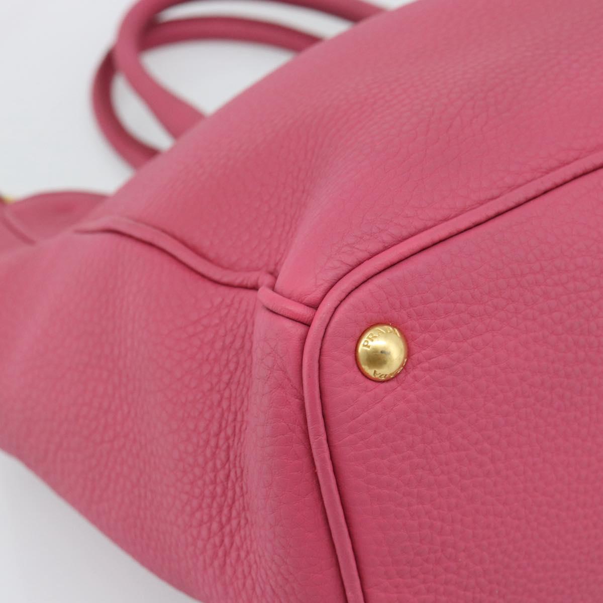 PRADA Hand Bag Vittero Dino Leather 2way Pink Gold Auth 186115A