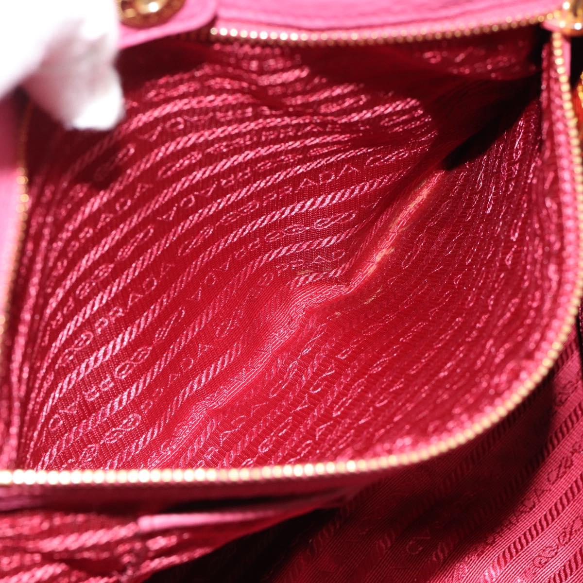 PRADA Hand Bag Vittero Dino Leather 2way Pink Gold Auth 186115A