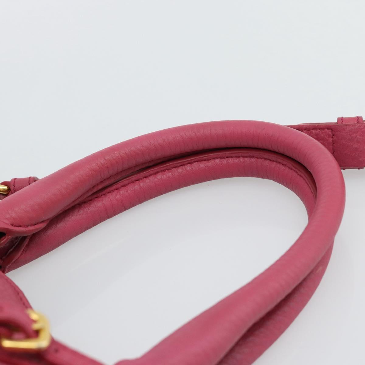 PRADA Hand Bag Vittero Dino Leather 2way Pink Gold Auth 186115A