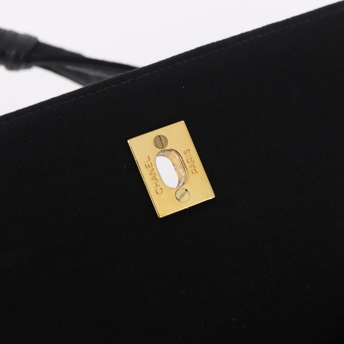 CHANEL Matelasse Shoulder Bag Cotton Black Gold CC Auth 186116V