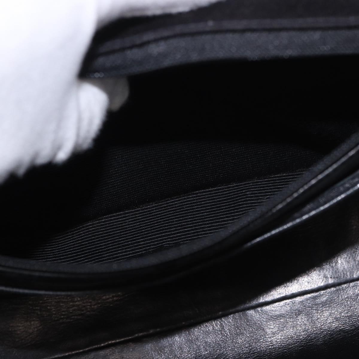 CHANEL Matelasse Shoulder Bag Cotton Black Gold CC Auth 186116V