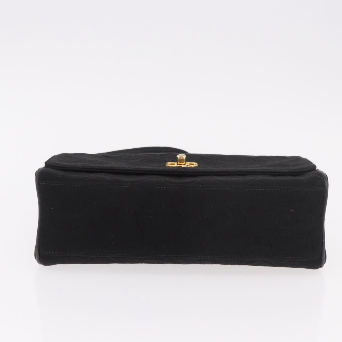 CHANEL Matelasse Shoulder Bag Cotton Black Gold CC Auth 186116V