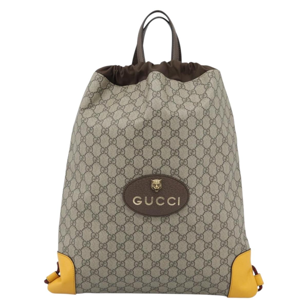 GUCCI GG Supreme Backpack PVC 2way Beige 473872 Auth 186117M