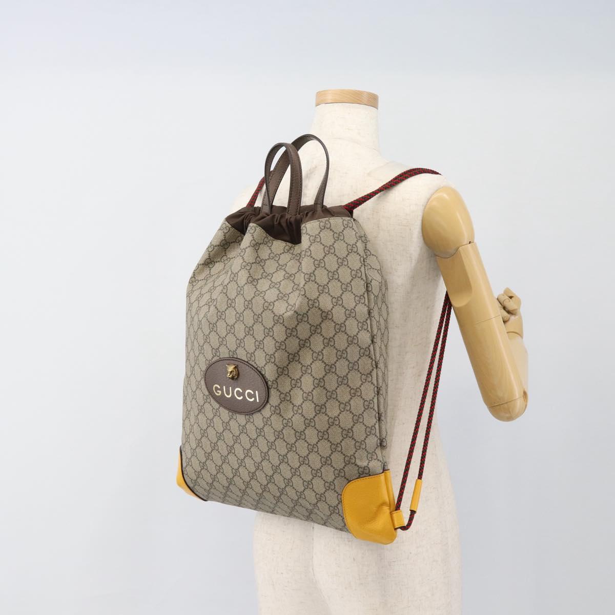 GUCCI GG Supreme Backpack PVC 2way Beige 473872 Auth 186117M