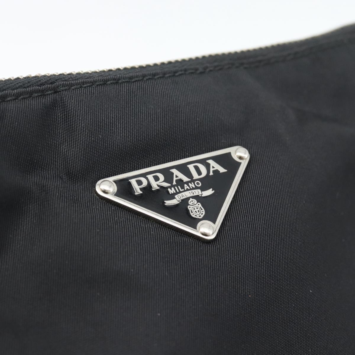 PRADA Shoulder Bag Nylon Black Silver Auth 186118