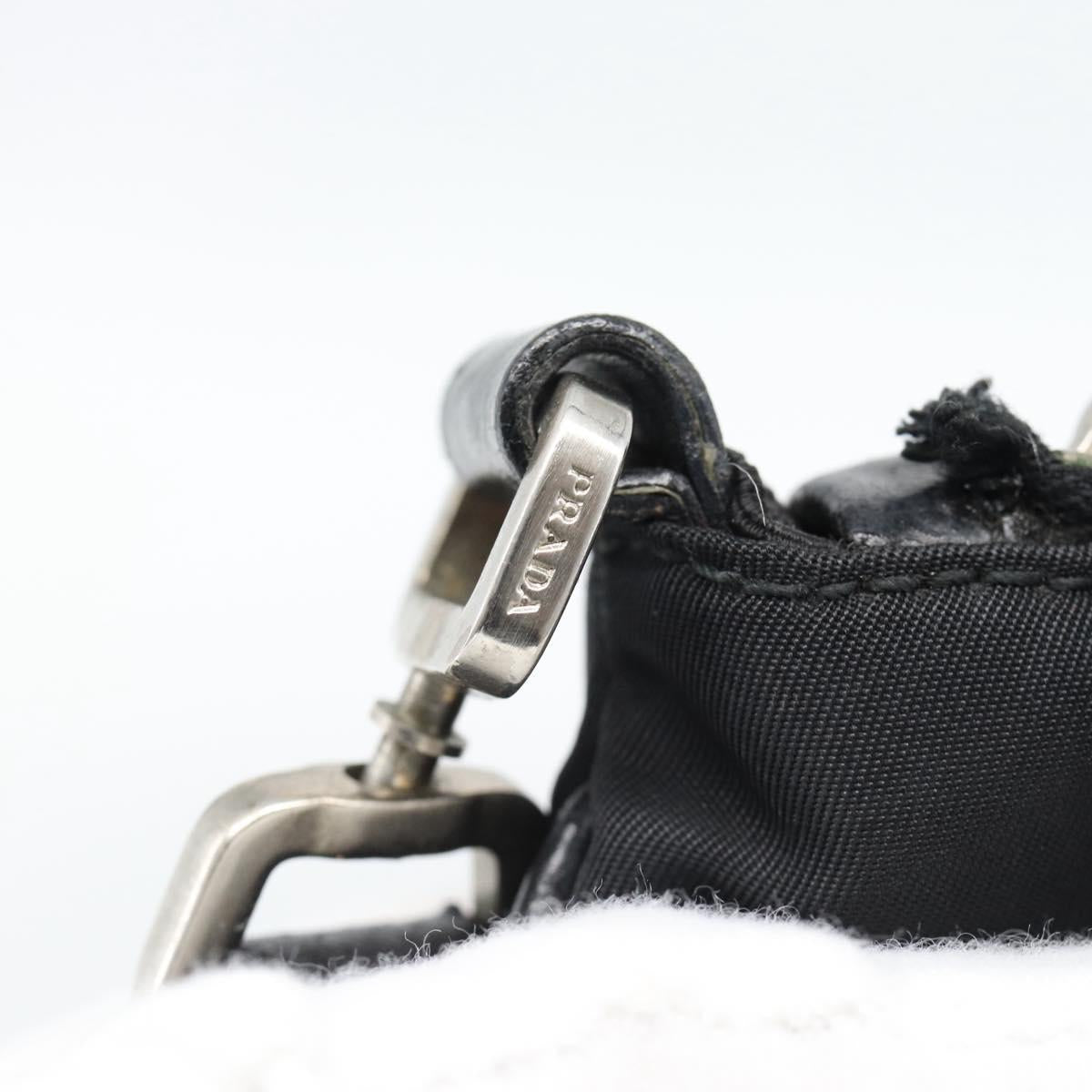 PRADA Shoulder Bag Nylon Black Silver Auth 186118
