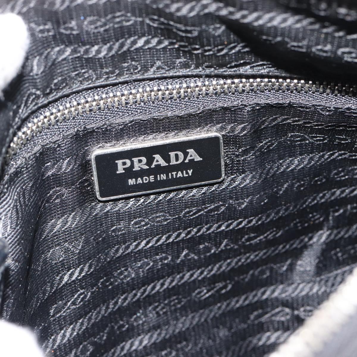 PRADA Shoulder Bag Nylon Black Silver Auth 186118