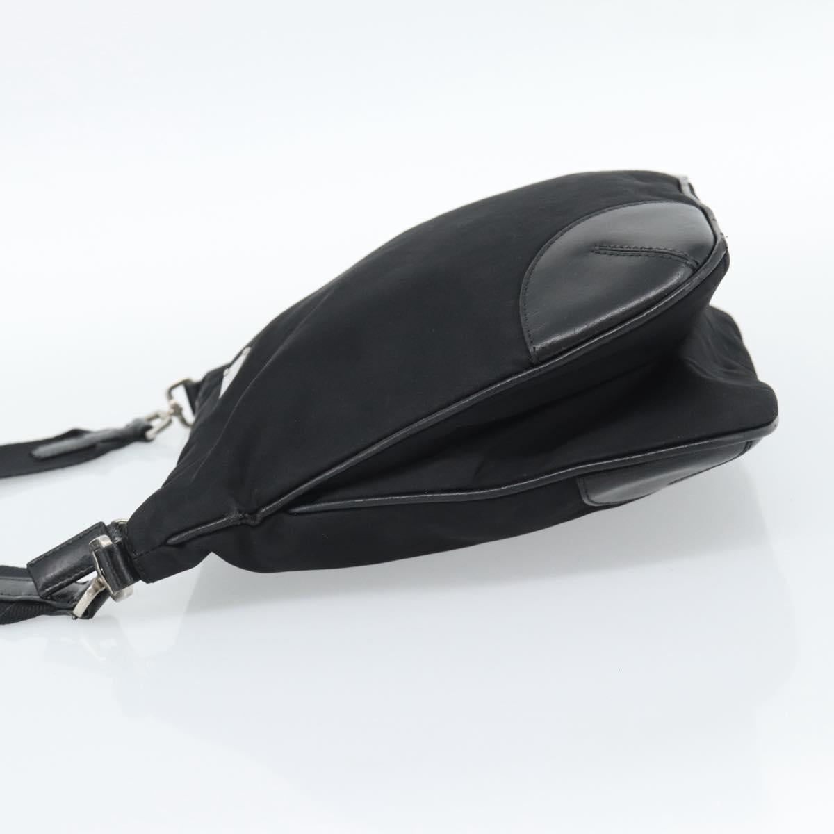 PRADA Shoulder Bag Nylon Black Silver Auth 186118