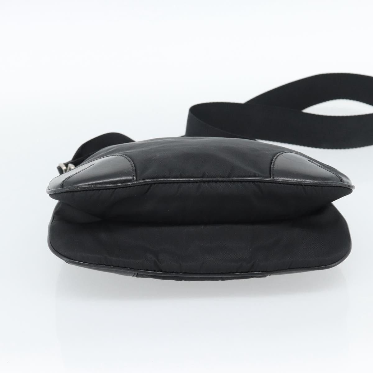 PRADA Shoulder Bag Nylon Black Silver Auth 186118