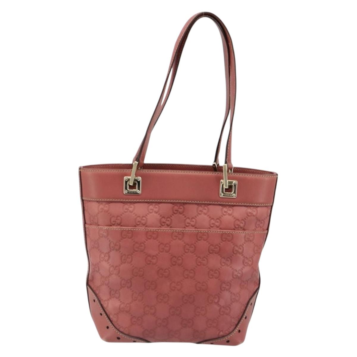 GUCCI GG Canvas Guccissima Tote Bag Leather Pink Gold 145994 Auth 186120A
