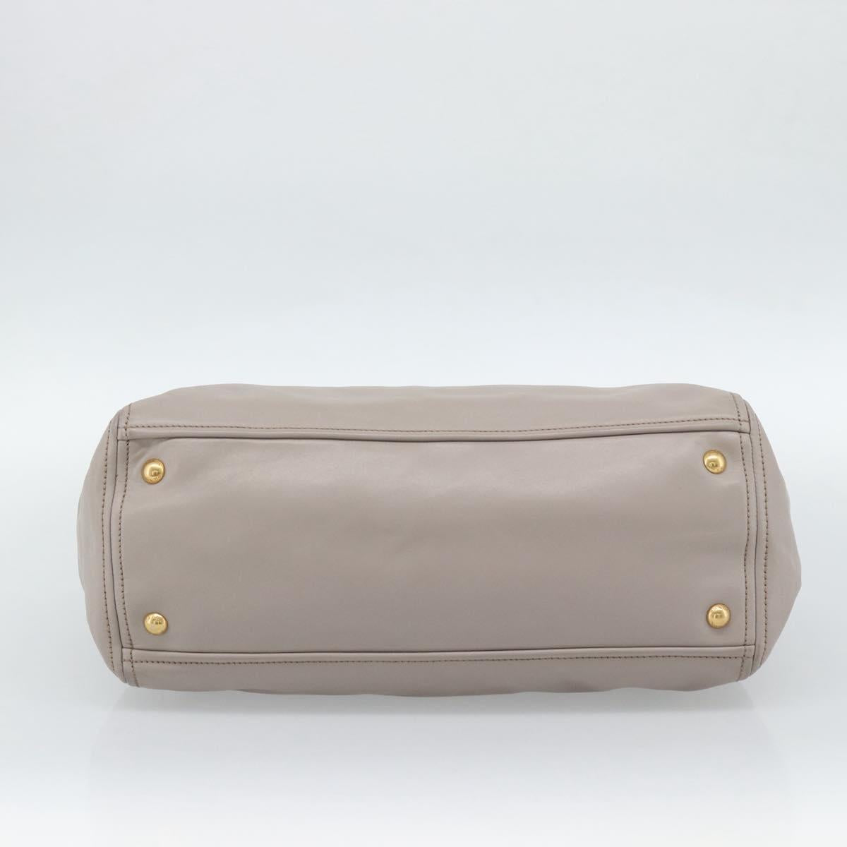 PRADA Galleria Hand Bag Leather 2way Gray Gold Auth 186121V