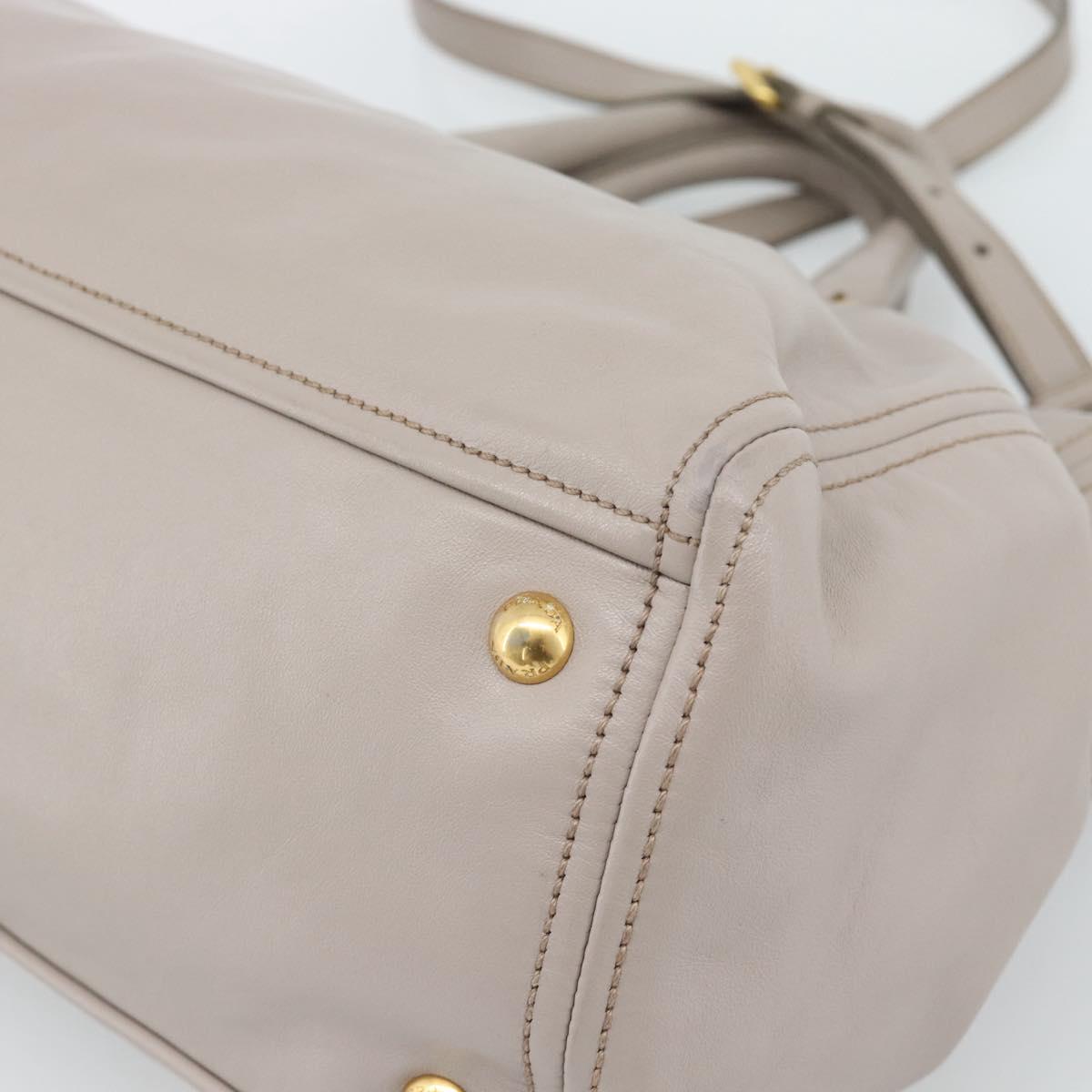 PRADA Galleria Hand Bag Leather 2way Gray Gold Auth 186121V