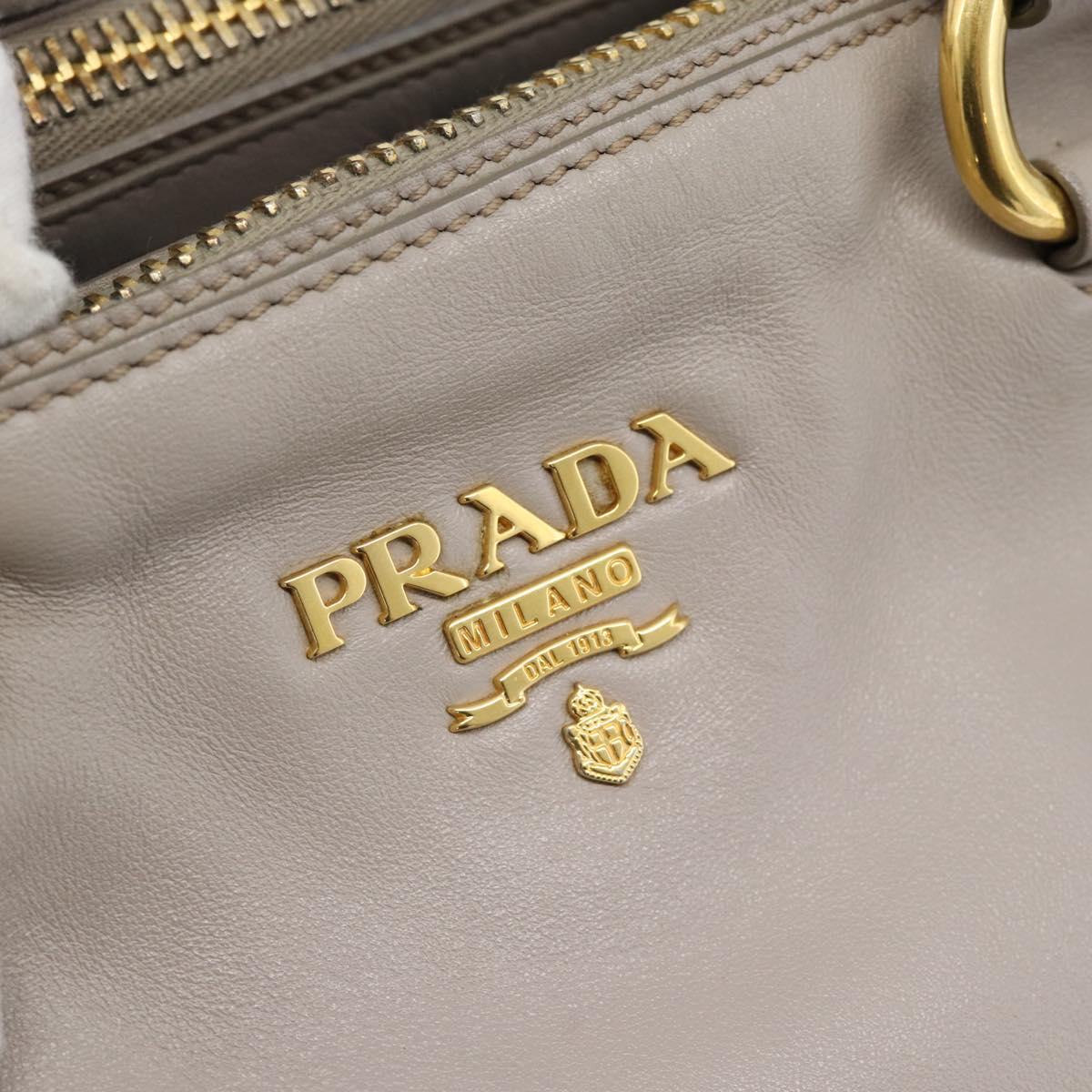 PRADA Galleria Hand Bag Leather 2way Gray Gold Auth 186121V