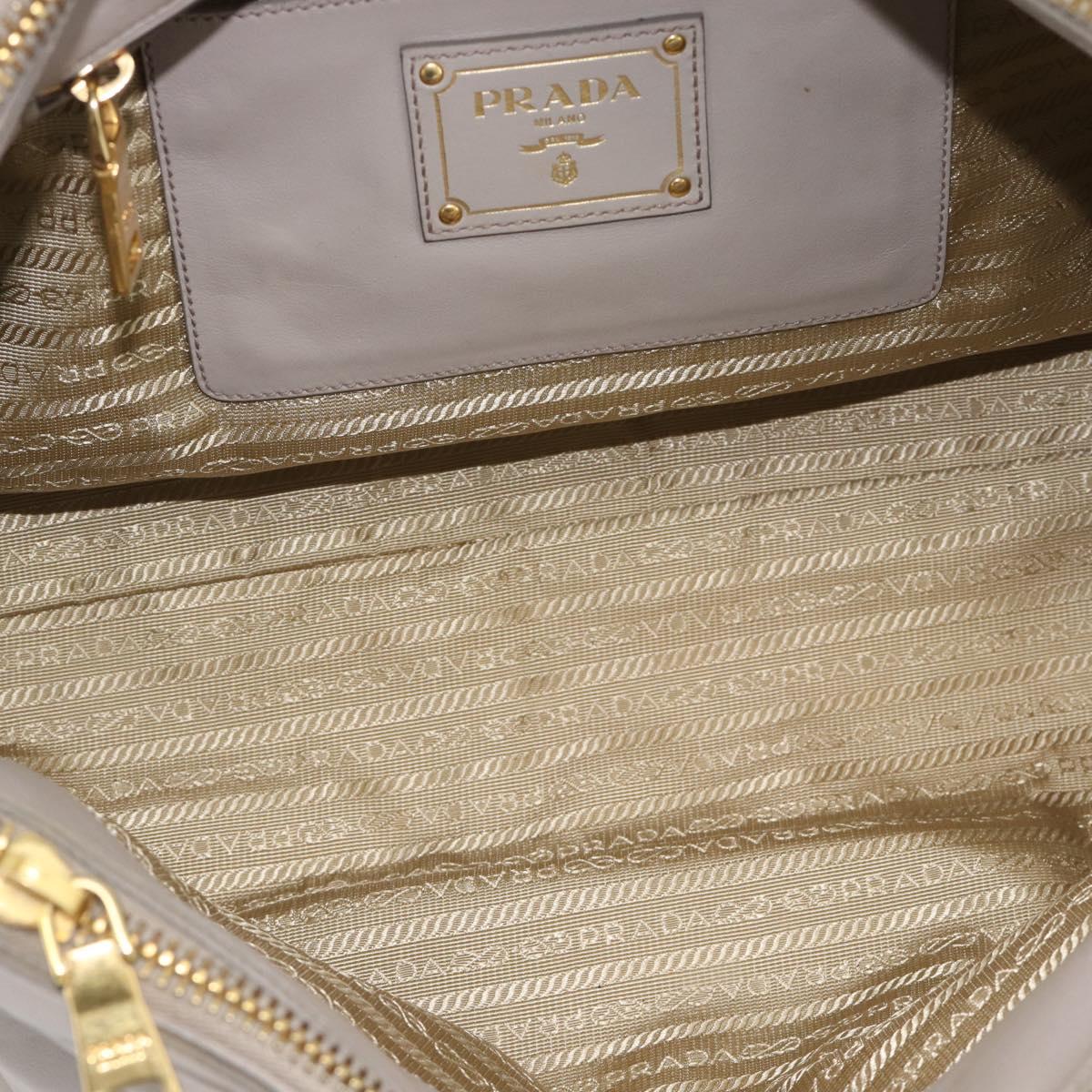 PRADA Galleria Hand Bag Leather 2way Gray Gold Auth 186121V