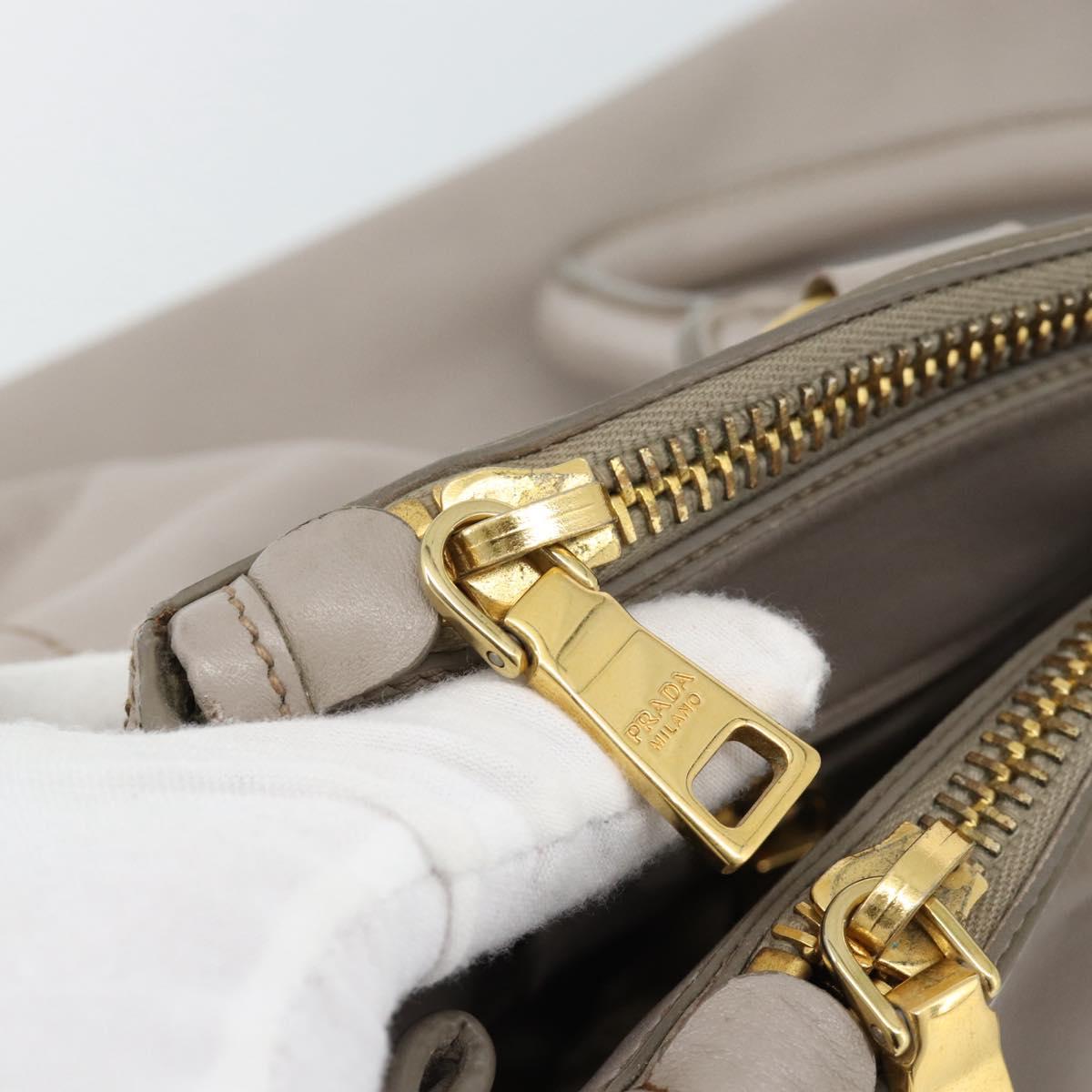 PRADA Galleria Hand Bag Leather 2way Gray Gold Auth 186121V