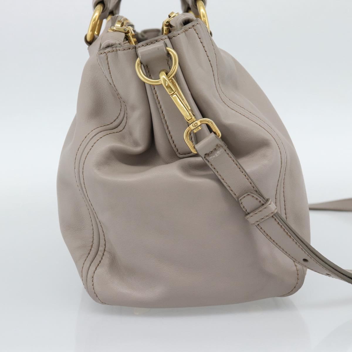 PRADA Galleria Hand Bag Leather 2way Gray Gold Auth 186121V