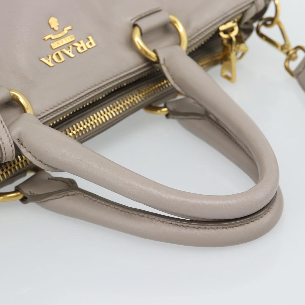 PRADA Galleria Hand Bag Leather 2way Gray Gold Auth 186121V