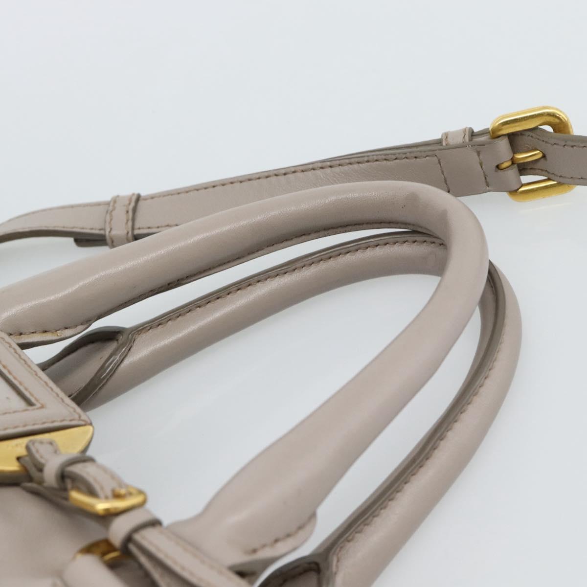 PRADA Galleria Hand Bag Leather 2way Gray Gold Auth 186121V