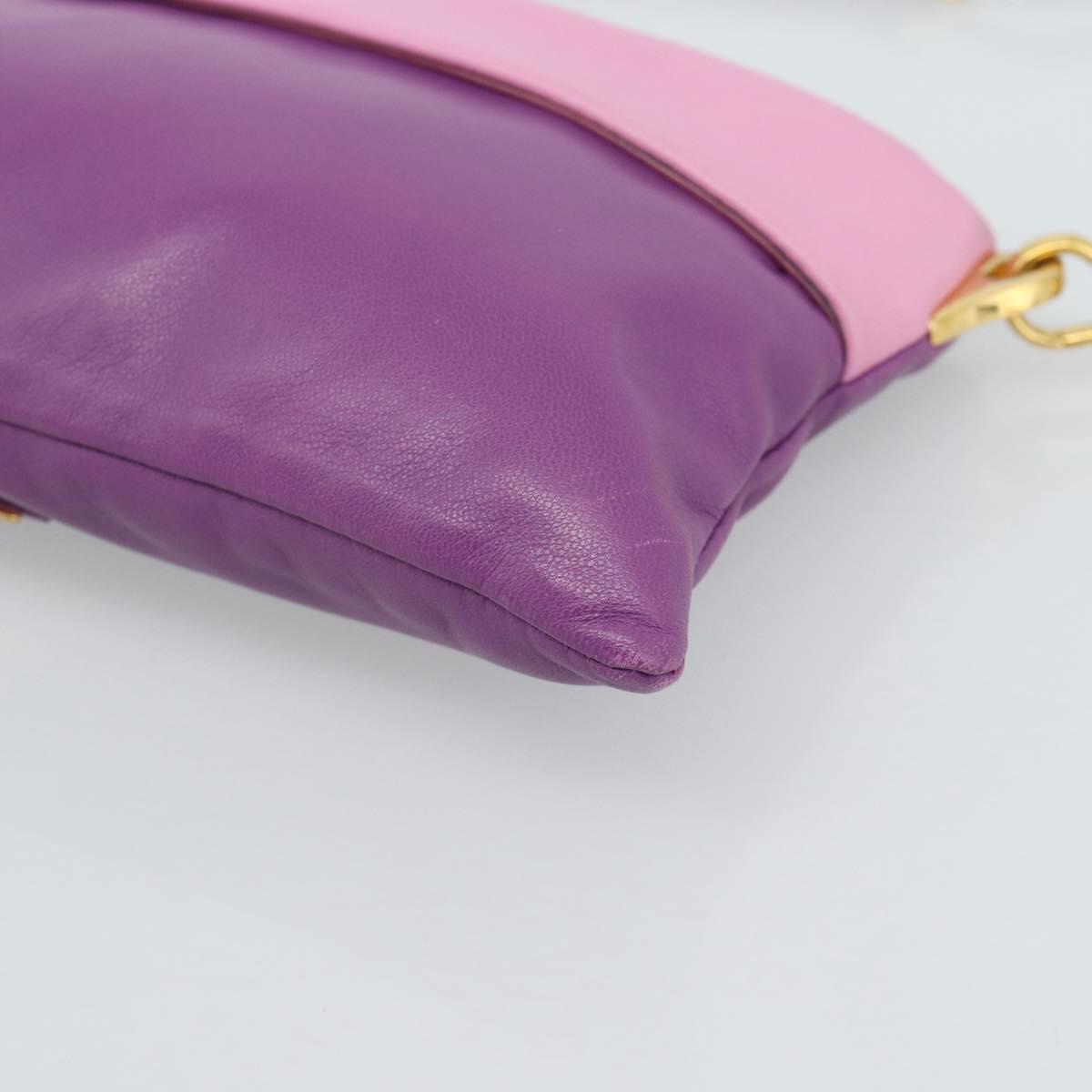 PRADA Shoulder Bag Leather Purple Gold Auth 186122A