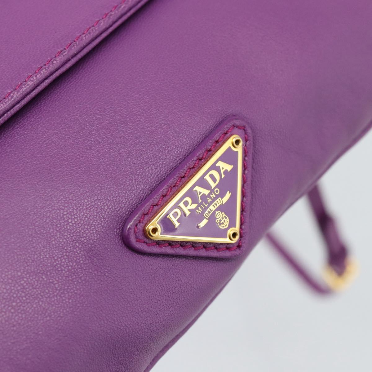 PRADA Shoulder Bag Leather Purple Gold Auth 186122A