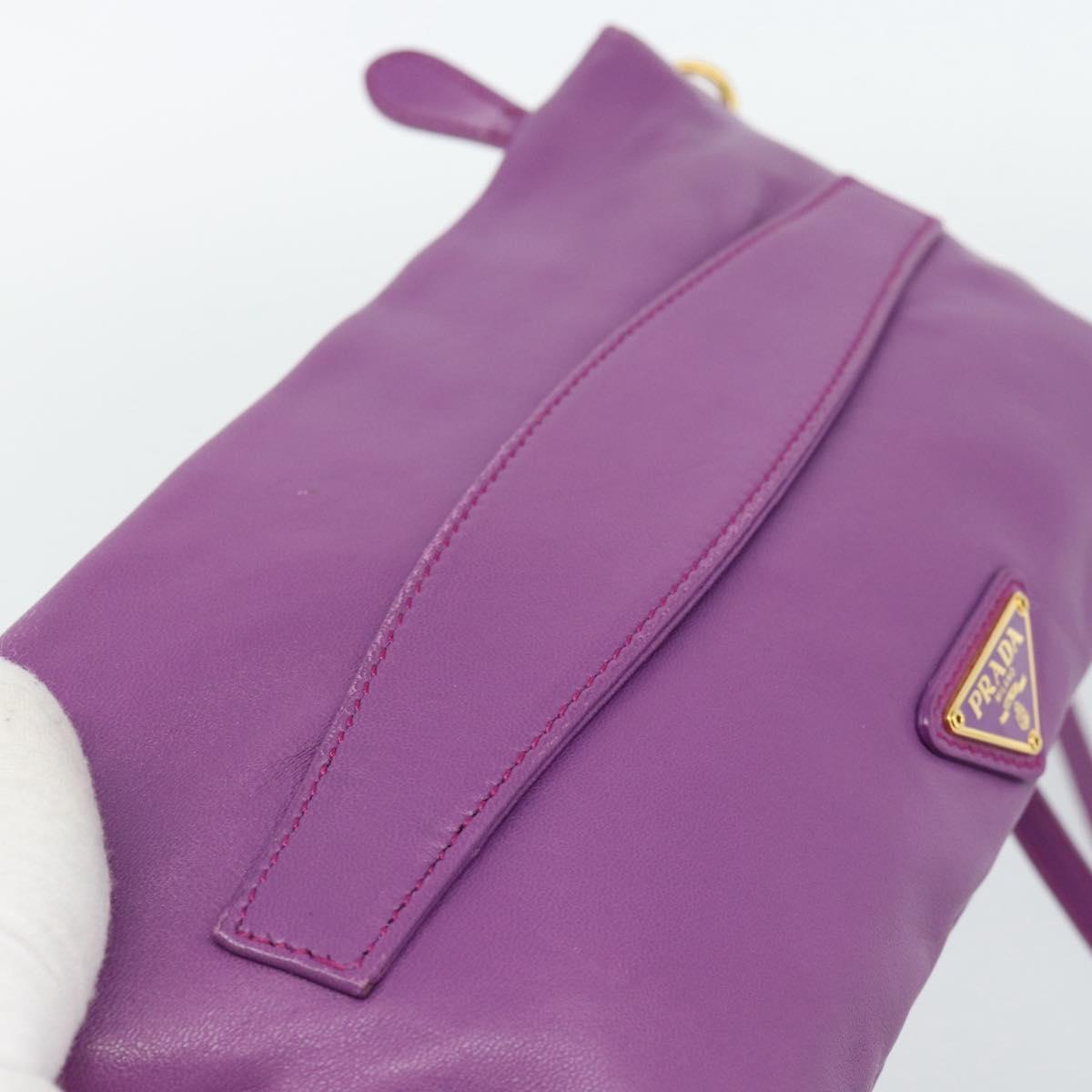 PRADA Shoulder Bag Leather Purple Gold Auth 186122A